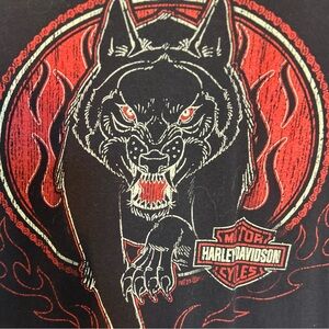 Harley-Davidson Black and Red Wolf with Flames Tee